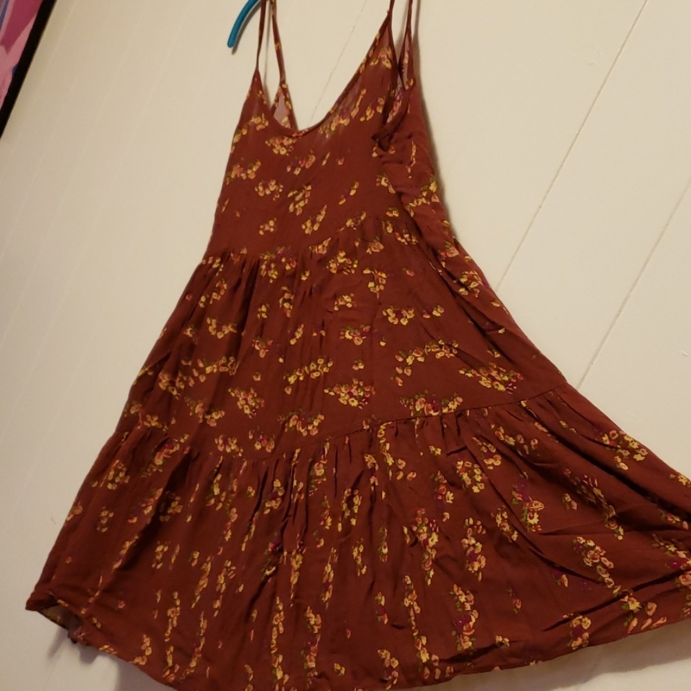 Mahina Floral Slip Dress Large Maroon
